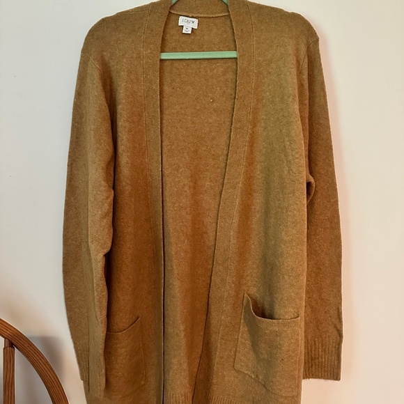J. Crew Sweaters Jcrew Long Cardigan With Pockets Xl Camel Poshmark